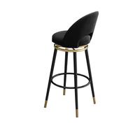 Ensemble de tabourets de Bar pivotants à 360°, Hauteur comptoir, Moderne, avec Dossier, chaises Hautes rembourrées pour îlot Central, Pieds en métal, Noir, 1 pièce 75 cm, Pieds Noirs