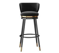Ensemble de tabourets de Bar pivotants à Hauteur de comptoir (1/2/3/4), tabourets de Bar Modernes en Velours avec Dossier et Pieds en métal, chaises rembourrée(75cm Black Black Leg,Set of 1)