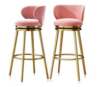 Ensemble de tabourets de Bar pivotants à Hauteur de comptoir (1/2/3/4), tabourets de Bar Modernes en Velours avec Dossier et Pieds en métal, chaises rembourrée(65cm Pink Gold Leg,Set of 2)