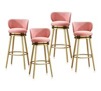 Ensemble de tabourets de Bar pivotants à Hauteur de comptoir (1/2/3/4), tabourets de Bar Modernes en Velours avec Dossier et Pieds en métal, chaises rembourrée(65cm Pink Gold Leg,Set of 4)