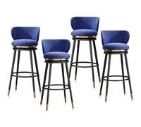 Ensemble de tabourets de Bar pivotants à Hauteur de comptoir (1/2/3/4), tabourets de Bar Modernes en Velours avec Dossier et Pieds en métal, chaises rembourrée(65cm Blue Black Leg,Set of 4)