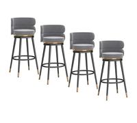 Ensemble de tabourets de Bar pivotants, chaises de Bar Modernes du Milieu du siècle avec Dossier Bas, Assise en Velours, Pieds en métal, Hauteur comptoir for îlot de Cuisine(4pcs,Seat Height 75cm)