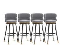 Ensemble de tabourets de Bar pivotants Morden 1/2/3/4 avec dossiers, chaises d'îlot, Cadre en métal, tabourets d'îlot de Cuisine pour la Cuisine à Domicile, Gris, Pieds Noirs 65 cm, 4 pièces