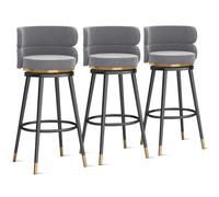 Ensemble de tabourets de Bar pivotants Morden 1/2/3/4 avec dossiers, chaises d'îlot, Cadre en métal, tabourets d'îlot de Cuisine pour la Cuisine à Domicile, Gris, Pieds Noirs 75 cm, 3 pièces