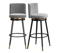 Ensemble de tabourets de Bar pivotants Style Mid-Century Modern (1/2/3/4) avec Dossier, rembourrés, for îlot de Cuisine ou Salle à Manger.(Grey 75cm,2 PCS Black)