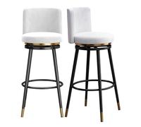 Ensemble de tabourets de Bar pivotants Style Mid-Century Modern (1/2/3/4) avec Dossier, rembourrés, for îlot de Cuisine ou Salle à Manger.(White 75cm,2 PCS Black)