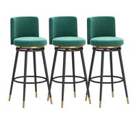 Ensemble de tabourets de Bar pivotants Style Mid-Century Modern (1/2/3/4) avec Dossier, rembourrés, for îlot de Cuisine ou Salle à Manger.(Green 75cm,3 PCS Black)