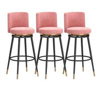 Ensemble de tabourets de Bar pivotants Style Mid-Century Modern (1/2/3/4) avec Dossier, rembourrés, for îlot de Cuisine ou Salle à Manger.(Pink 65cm,3 PCS Black)