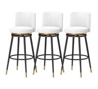 Ensemble de tabourets de Bar pivotants Style Mid-Century Modern (1/2/3/4) avec Dossier, rembourrés, for îlot de Cuisine ou Salle à Manger.(White 65cm,3 PCS Black)