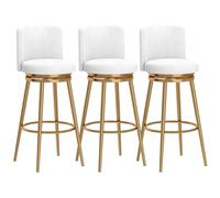 Ensemble de tabourets de Bar pivotants Style Mid-Century Modern (1/2/3/4) avec Dossier, rembourrés, for îlot de Cuisine ou Salle à Manger.(White 65cm,3 PCS Gold)
