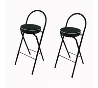 Ensemble de tabourets de bar pliants avec repose-pieds 2 pièces tabourets ronds rembourrés en cuir idéal pour le salon, la cuisine, le magasin, le café, hauteur pratique et design élégant (couleur : A