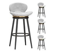 Ensemble de tabourets de bar pour cuisine, pub, bistro, dossier bas en velours avec pieds et repose-pieds en métal