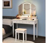 Ensemble de tabourets de commode, trois grands pliants, éclairés, 6 tiroirs, coiffeuse, meubles de chambre à coucher (couleur : E, taille : comme indiqué) (E comme indiqué)