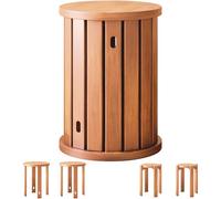Ensemble de tabourets empilables en bois, tables gigognes 4 en 1 avec roulettes pour salon, salle à manger et petits espaces