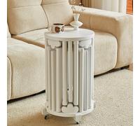 Ensemble de tabourets empilables ronds en bois avec roulettes silencieuses à 360° pour salon, canapé, table d'appoint