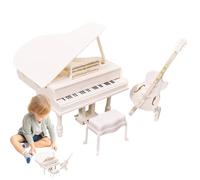 Ensemble de tabourets miniatures en bois - 3 pièces - Meubles réalistes pour maison de - Modèle de simulation de maison de avec accessoires d'instruments de musique - Jouet éducatif pour