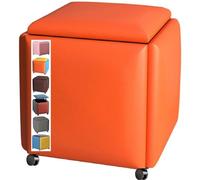 Ensemble de tabourets ottomans empilables 5 en 1 avec assise cubique rembourrée, repose-pieds polyvalent, banc à chaussures avec roulettes, chaise peu encombrante, solution de rangement créative pour