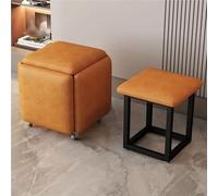 Ensemble de tabourets ottomans gigognes - Repose-pieds empilables avec roulettes pour le salon - Solution de rangement polyvalente et mobile