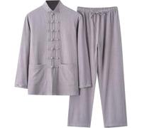 Ensemble De Tai-chi 2 Pièces en Coton Et Lin pour Homme, Coupe Ample Et Décontractée, Uniforme Darts Martiaux Traditionnel Respirant pour Lentraînement. Grey 4X-Large