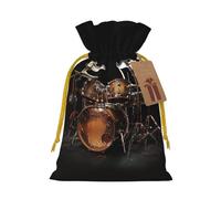 Ensemble de tambour cool imprimé avec cordon de serrage - Sacs d'emballage de Noël, sacs à bonbons, pour décorations de fête de vacances, fournitures de fête de mariage, ruban de Noël jaune M
