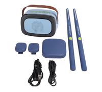 Ensemble de tambours à air électrique Kit de batterie virtuelle de détection de mouvement professionnel pour les enfants adultes (Bleu foncé)