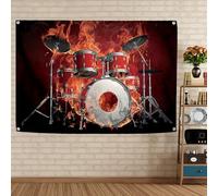 Ensemble de tambours brûlants, affiches d'art mural et impressions sur toile, tapisserie sur le thème de l'étoile du rock, bannière à rivets métalliques, drapeau de garage, décoration de fête