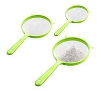 Ensemble de tamis de cuisine à mailles fines 3 tailles - Passoire à manche en plastique pour farine, lavage des aliments, égouttage des pâtes, spaghetti, riz, légumes (3/4/5), vert