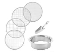 Ensemble de tamis de sol en acier inoxydable avec tamis en maille interchangeables 3 mm, 6 mm, 9 mm, 12 mm, séparateur de sable de compost pour plantation de jardin et rempotage