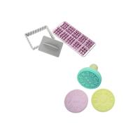 Zenker 9926150 Lot de 3 tampons à pâtisserie, tampon pour biscuits, tampon de pâtisserie, Plastique, Silicone, Bleu, Jaune, Rose, 8,5 x 6,3 cm | 6 x 6 x 7 cm
