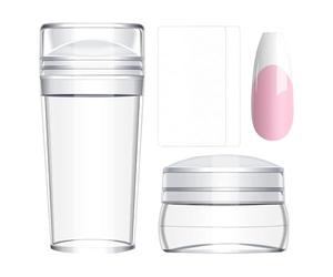 Ensemble de tampons à ongles : ensemble complet d'estampes d'art des ongles avec assiettes et grattoirs | Tampon à ongles transparent et élastique en silicone, outils de conception d'ongles