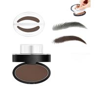Ensemble de tampons à sourcils,résistant à la transpiration,outil de définition des sourcils pour femme,Personnalisez rapidement la forme des sourcils pour les débutants (Dark Brown, Rounded)
