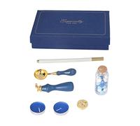 Ensemble de tampons de cire vintage, kit de scellage de cire à faire soi-même avec poignée amovible, beau motif gravé en 3D, comprend une cuillère à cire de peinture au feu, un (Ensemble bleu 3