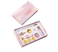 Ensemble de tampons de sceau de - Kit de joint de poignée en bois en laiton 22x10 cm | Ensemble complet de chauffe-cuillère en perles de à cacheter | Enveloppe créative de cartes d'invitatio