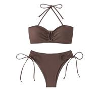 Ensemble de Tankini Élégant Deux Pièces pour Femme Haut de Maillot et Bas de Bain Conférable (Brown, L) #122
