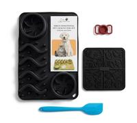 Ensemble de tapis à lécher pour animal de compagnie avec support AirTag, lot de 4 pièces pour chien et chat - Tapis à lécher à ventouse en silicone, tapis d'alimentation multi-zones, grattoir de