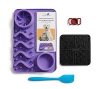Ensemble de tapis à lécher pour animal de compagnie avec support AirTag, lot de 4 pièces pour chien et chat - Tapis à lécher à ventouse en silicone, tapis d'alimentation multi-zones, grattoir de