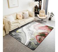 Ensemble de Tapis D'Appoint En Marbre Chic Tapis de Sols En Marbre Gris Rouge Tapis de Sols En Pierre Fluide Dorée Tapis de Sol 150x200cm Tapis de Sol Aquarelle Art Abstrait Porte Chambre Dans Salon