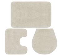 vidaXL Jeu de tapis de salle de bain 3 pièces Tissu antidérapant Blanc