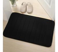 Ensemble de tapis de bain en mousse à mémoire de forme avec absorption d'eau améliorée, envers antidérapant pour salle de bain, toilettes, piédestal et douche, lavable et léger (noir)