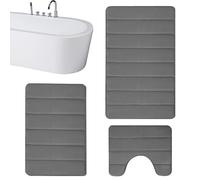 Ensemble de tapis de bain lavable, tapis de bain pour la zone de toilette | Ensemble de tapis de bain carré 3X antidérapant | Tapis de toilette en forme de U Tapis absorbant en éponge douce lavabil