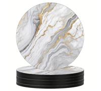 Ensemble de Tapis de Boisson pour Table à Manger, White Wood | Coussinets de tasse ronds absorbants à de marbre, tapis de Table de 4 pouces pour le Service quotidien des