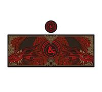 Ensemble de tapis de bureau gaming FaNaTtik XL - Caoutchouc, rouge et noir - Sous licence officielle avec sous-verre antidérapant