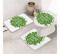Ensemble de tapis de salle de bain 3 pièces Happy St. Patrick's Day Lucky Shamrock Fresh Green Clover Ensemble de tapis de bain antidérapant super doux avec couvercle de couvercle de toilette Tapis