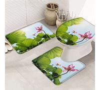 Ensemble de tapis de salle de bain 3 pièces tapis de bain magnifique et magnifique Lotus vert feuille de Lotus Dazzl rayons de soleil tapis de contour ultra doux et couvercle pour baignoire douche e