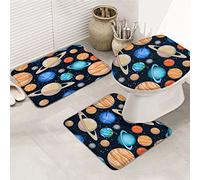 Ensemble de tapis de salle de bain 3 pièces Tapis de bain Mysterious Planet The Eight Planets Solar System Dreamy Space Tapis de contour ultra doux et couvercle pour baignoire, douche et salle de ba