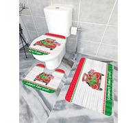 Ensemble de tapis de salle de bain 3 pièces Tapis de bain Sweet Summer Time Jour de l'Indépendance Pastèque Rouge Camion Corbeau Grain de bois Tapis de contour ultra doux et couvercle pour baignoire