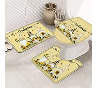 Ensemble de tapis de salle de bain 3 pièces Welcome Fresh Sunflower Happy Dwarf Summer Farm Free Dreamy Time Tapis de bain antidérapant ultra doux Tapis de contour et couvercle pour baignoire, douch