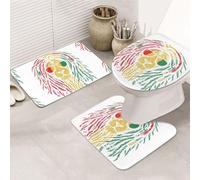 Ensemble de tapis de salle de bain antidérapants en flanelle avec motif lion avec lunettes de soleil, trois formes