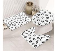 Ensemble de tapis de salle de bain antidérapants en flanelle avec motif pattes de chien, trois formes