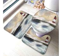 Ensemble de tapis de salle de bain carte 3 pièces carte au trésor et emblème de pirate boussole de voilier sur un vieux parchemin en ruine tapis de bain tapis de contour en forme de U tapis de sol e